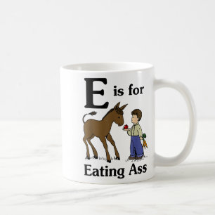 E Is For Eating Funny Sarcasm - Vintage Boy With  Coffee Mug
