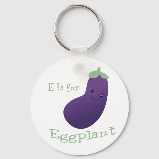E is for Eggplant Key Ring (Front)
