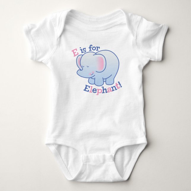 E Is for Elephant Baby Bodysuit (Front)