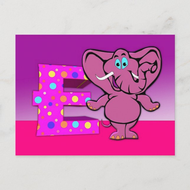 E is for Elephant Postcard (Front)