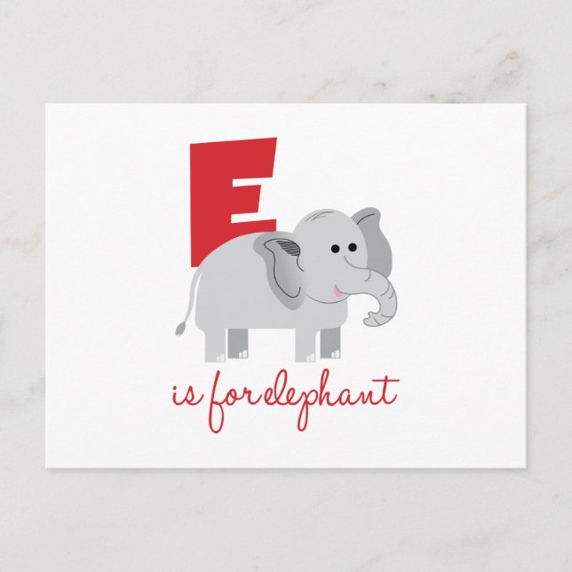 E Is For Elephant Postcard (Front)