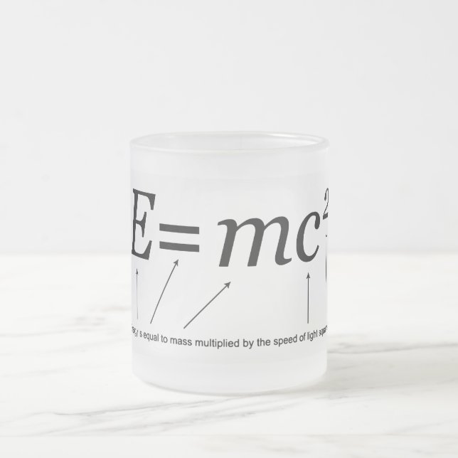 E=MC2 Einstein's Theory of Relativity Frosted Glass Coffee Mug (Center)