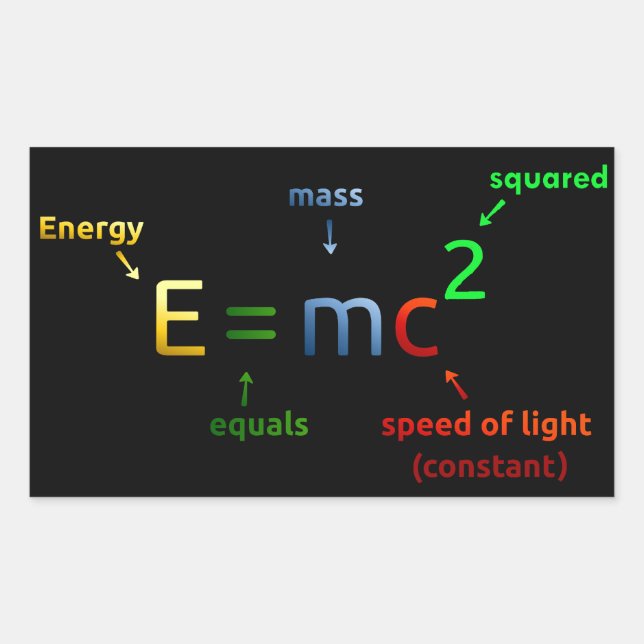 E = MC^2. E equals MC Squared Rectangular Sticker (Front)