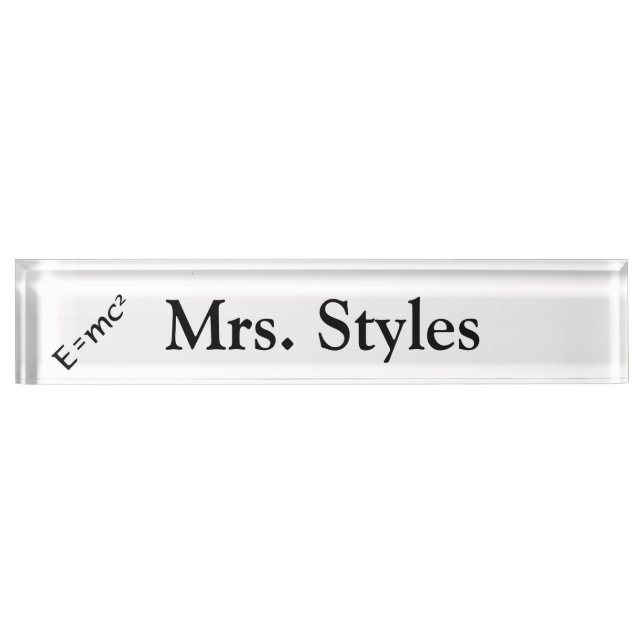 "E=mc²" Personalised Nameplate (Front)