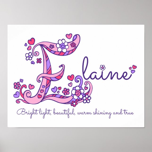E monogram art Elaine girls name meaning poster (Front)