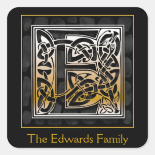 E Monogram "Black Stone" design Envelope Seals