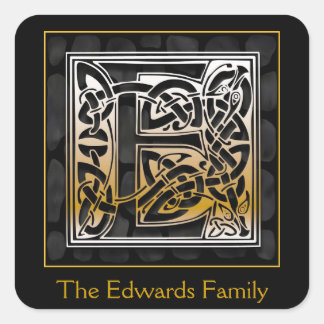 E Monogram "Black Stone" design Envelope Seals