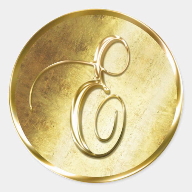 E Monogram Faux Gold Envelope Seal Stickers (Front)