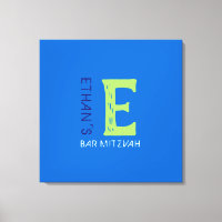 E Monogram Initial Bar Bat Mitzvah Sign-In Board