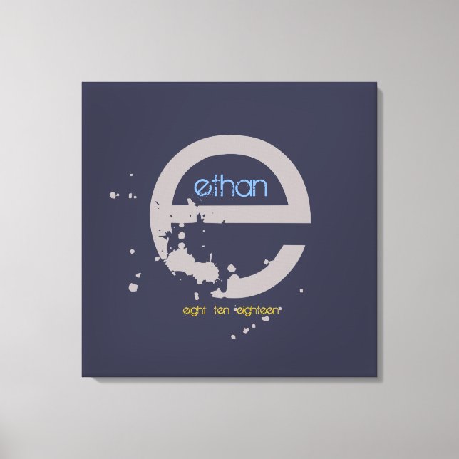 E Monogram Initial Bar Bat Mitzvah Sign-In Board Canvas Print (Front)