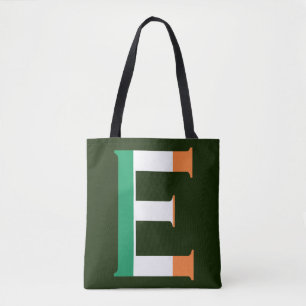 E Monogram overlaid on Irish Flag stcn Tote Bag