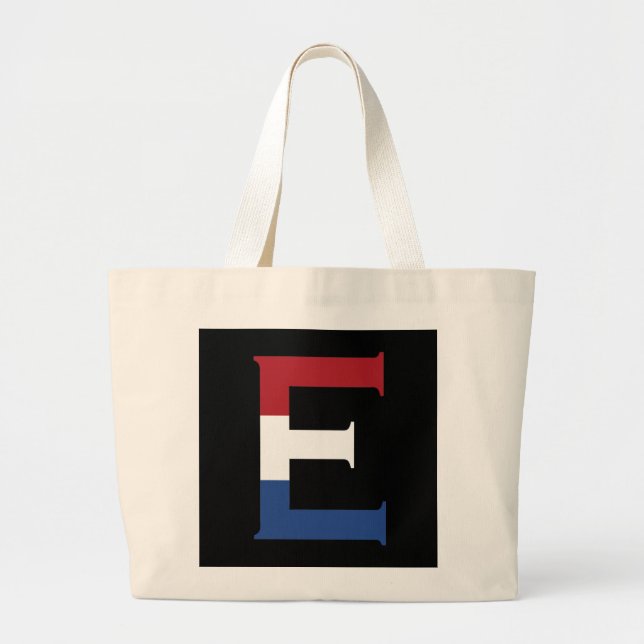 E Monogram overlaid on NLD Flag on bk jtcnt Large Tote Bag (Front)