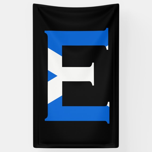 E Monogram overlaid on Scottish Flag (v) bnrcnt Banner (Vertical)