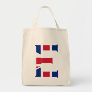 E Monogram overlaid on Union Jack Flag gtcn Tote Bag