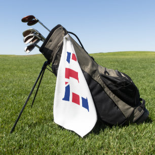 E Monogram overlaid on Union Jack Flag gtcnt Golf Towel