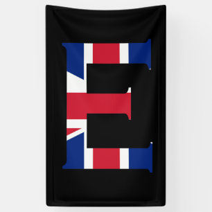 E Monogram overlaid on Union Jack Flag (v) bnrcnt Banner