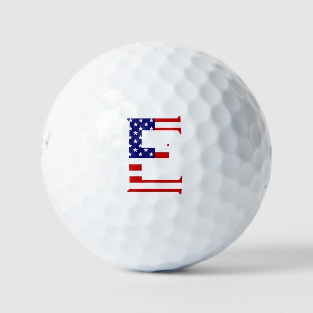 E Monogram overlaid on USA Flag be6 gbcnt Golf Balls (Front)
