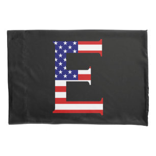 E Monogram overlaid on USA Flag bedpccn Pillowcase