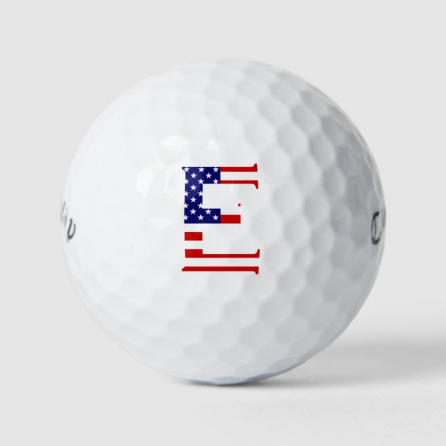 E Monogram overlaid on USA Flag cwb gbcnt Golf Balls (Front)
