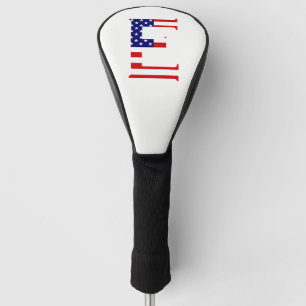 E Monogram overlaid on USA Flag dccn Golf Head Cover