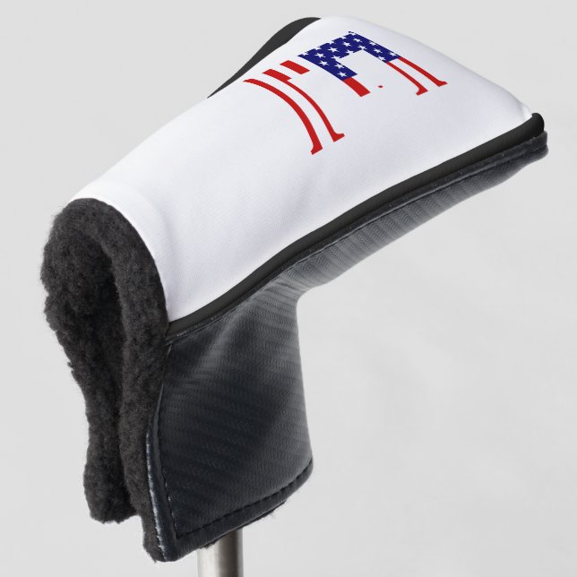 E Monogram overlaid on USA Flag pccnt Golf Head Cover (3/4 Front)