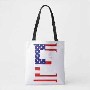 E Monogram overlaid on USA Flag stcnt Tote Bag