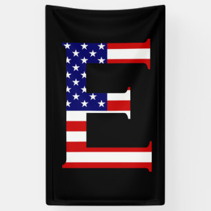 E Monogram overlaid on USA Flag (v) bnrcn Banner