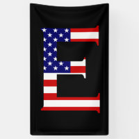 E Monogram overlaid on USA Flag (v) bnrcnt