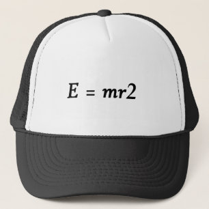 E=mr2 font trucker hat
