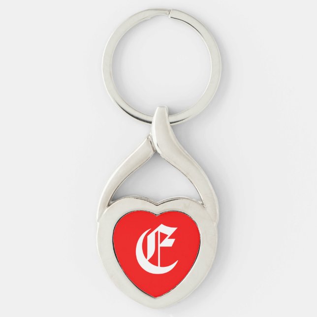 "E" Red Heart Keychain (Front)