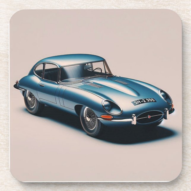 E-type Jaguar Coupe (Blue) Coaster (Front)