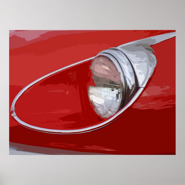 E-TYPE JAGUAR HEADLIGHT POSTER (Front)