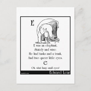 E was an elephant postcard