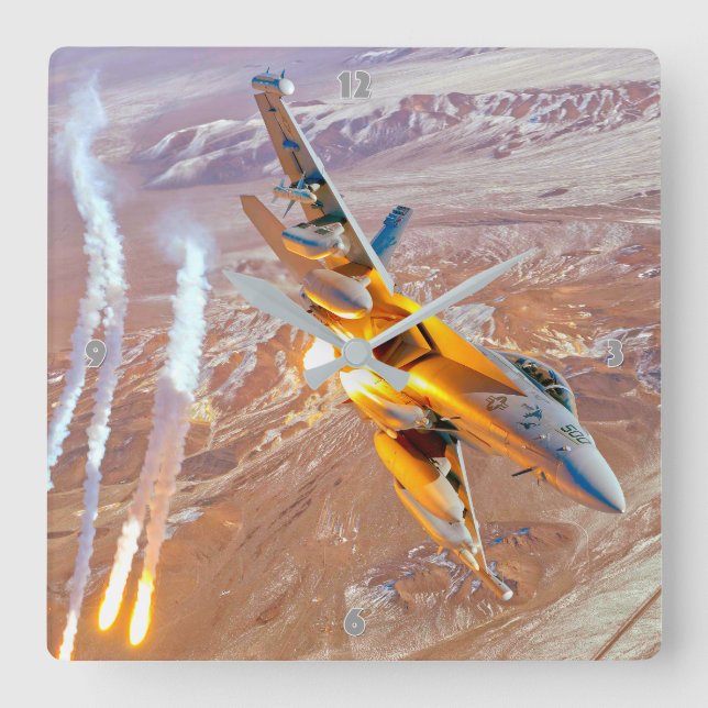 EA-18G GROWLER SQUARE WALL CLOCK (Front)