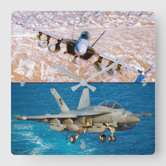 EA-18G GROWLER SQUARE WALL CLOCK (Front)