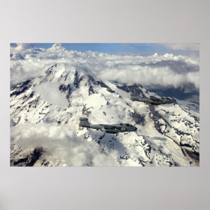 EA-6B Prowler and Mt. Rainier Poster