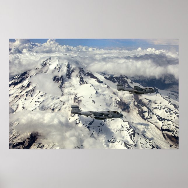 EA-6B Prowler and  Mt. Rainier Poster (Front)