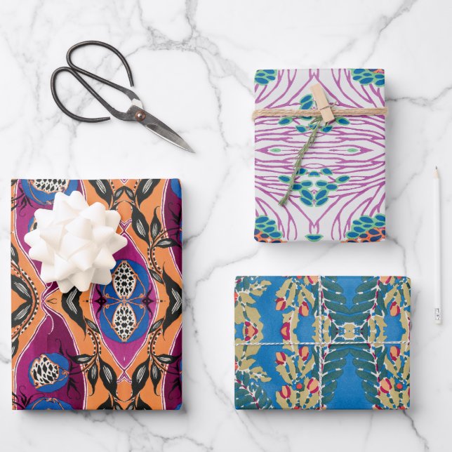 EA Séguy botanical flower print Wrapping Paper Sheet (Front)