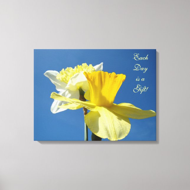 Each Day is a Gift! Spring canvas art Daffodils (Front)