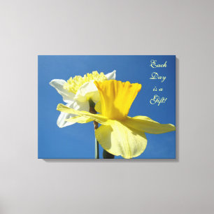 Each Day is a Gift! Spring canvas art Daffodils