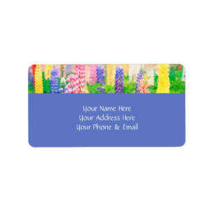 Each Day is a New Beginning Colourful Lupine Flowe Label