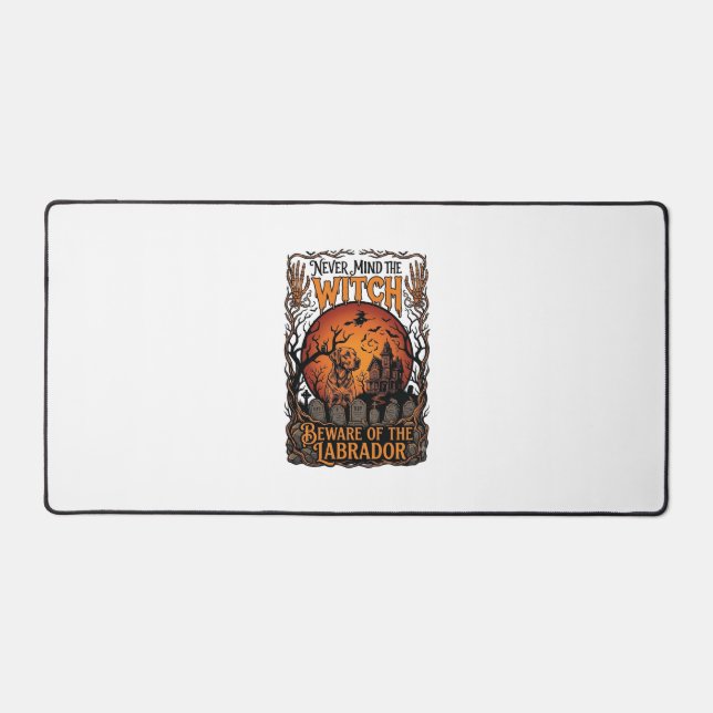 Each Day Joyful Halloween Haunted House Witch Cat  Desk Mat (Front)