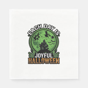 Each Day Joyful Halloween Haunted House Witch Cat  Napkin