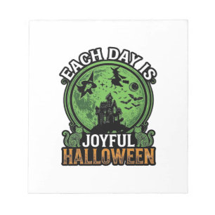 Each Day Joyful Halloween Haunted House Witch Cat  Notepad