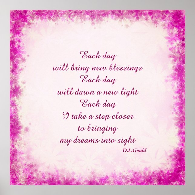 'Each day' poem art poster (Front)