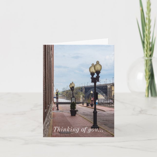 Eads Bridge Along Lucas Ave Thinking Of You Card (Front)