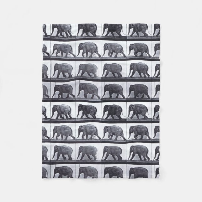 EADWEARD MUYBRIDGE:Elephant Walking Fleecy Blanket (Front)