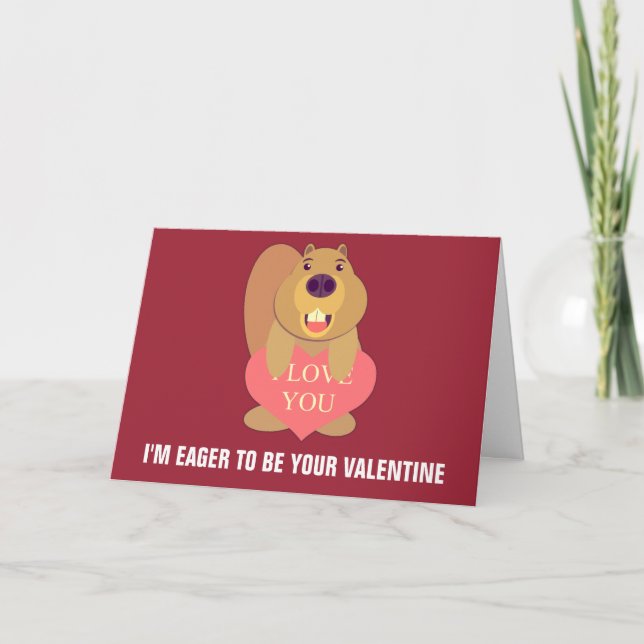 Eager Beaver Valentine Holiday Card (Front)