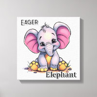 Eager Elephant  | Cute Cartoon Kid's Nursery Art