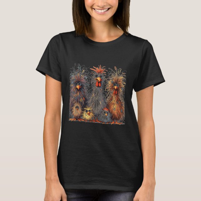 Eagerlys Colourful Funny Chicken Art  T-Shirt (Front)